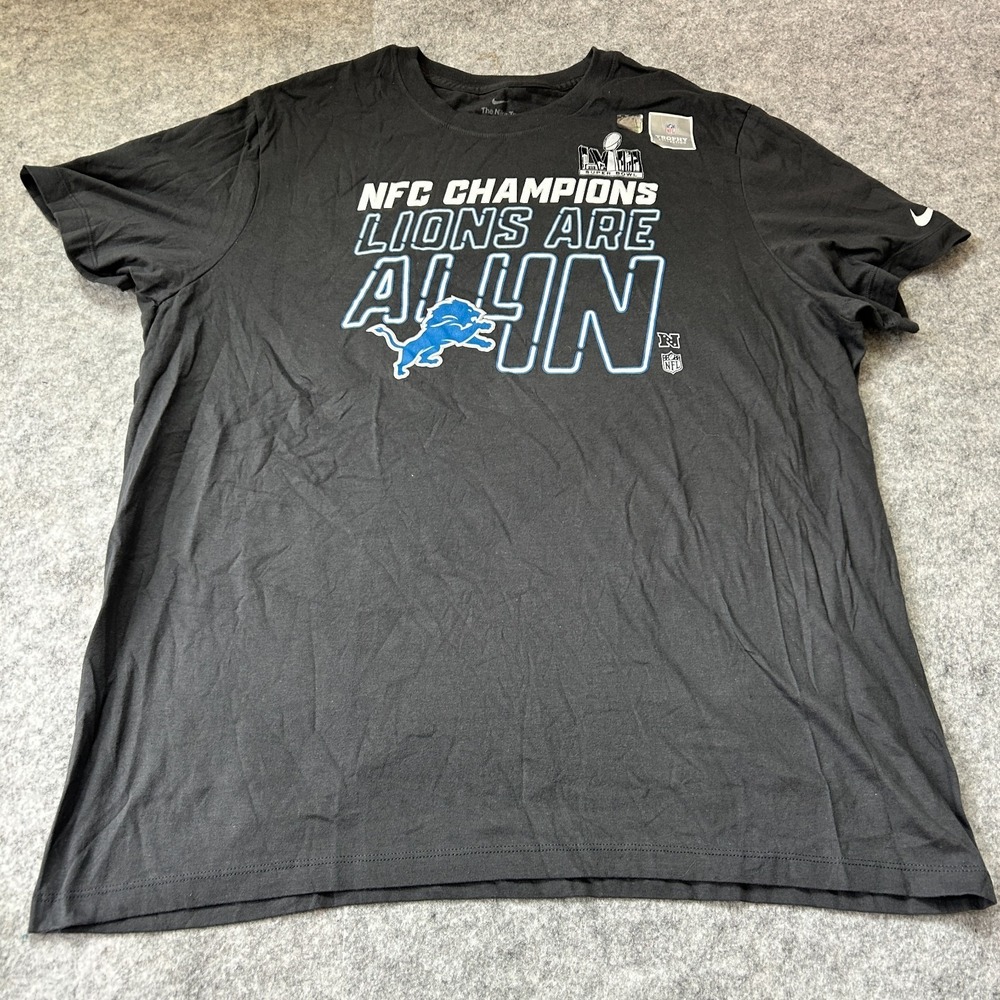 Nike Detroit Lions NFC Champions "All In" Short Sleeve Shirt Size XXL 2XL